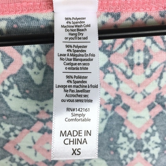 LULAROE Classic T Shirt Raglan Short Sleeve Hi Lo Hem Loose Fit Flowy XS NWT - Picture 8 of 9